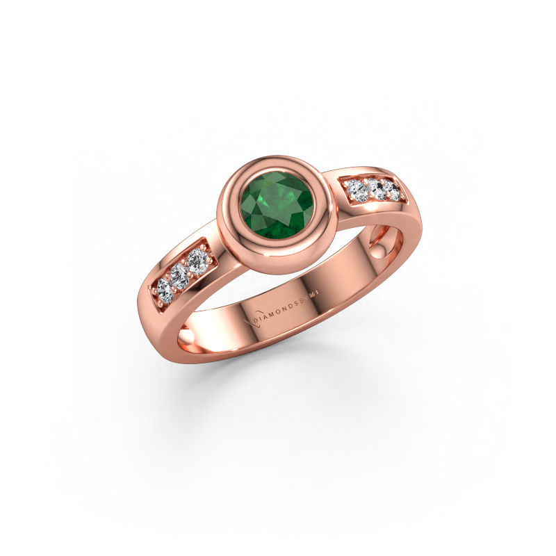 Immagine di Anello Charlotte Round 585 oro rosa Smeraldo 4.7 mm
