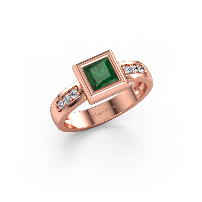 Immagine di Anello Charlotte Square 585 oro rosa Smeraldo 5 mm