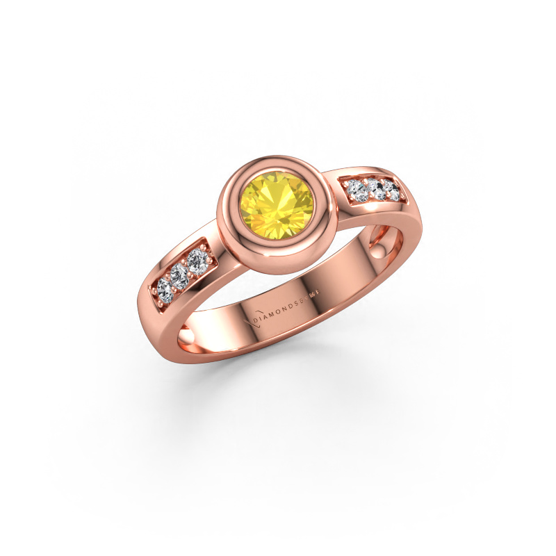Immagine di Anello Charlotte Round 585 oro rosa Zaffiro giallo 4.7 mm