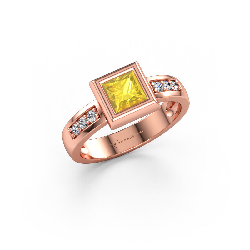 Bild av Ring Charlotte Square 585 roséguld Gul safir 5 mm