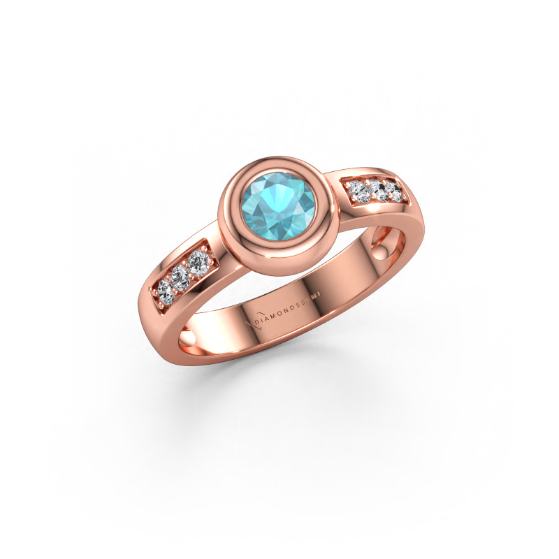 Immagine di Anello Charlotte Round 585 oro rosa Topazio blu 4.7 mm