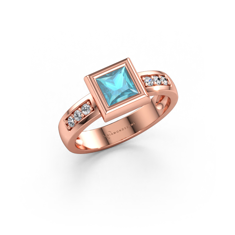 Bild av Ring Charlotte Square 585 roséguld Blå topas 5 mm