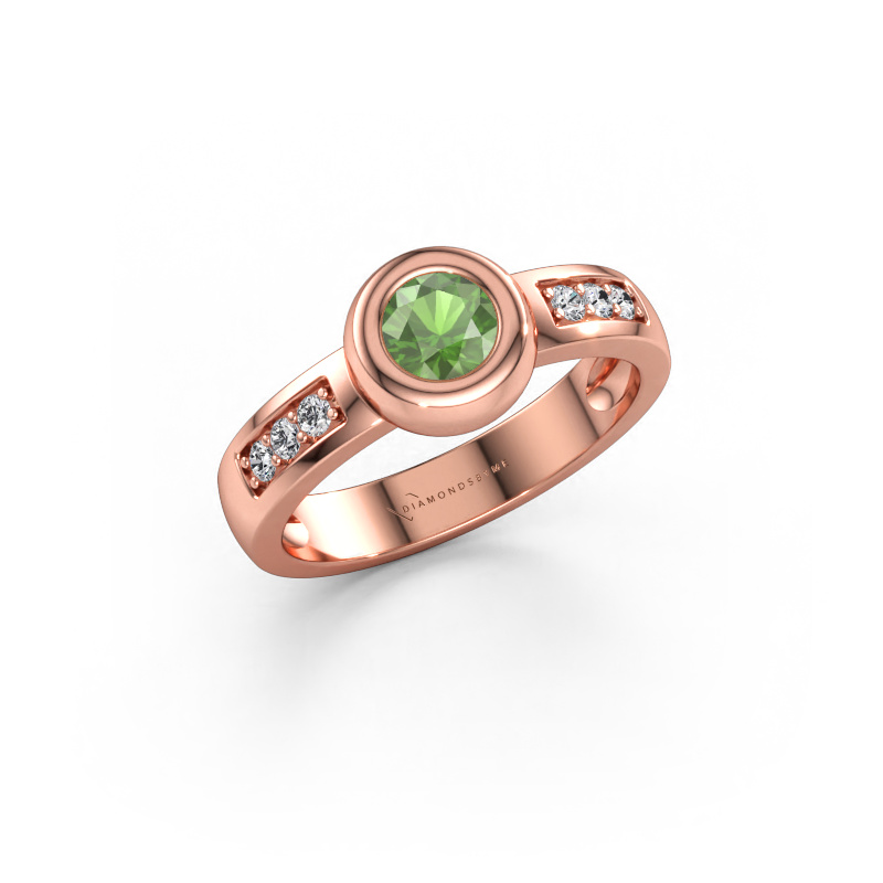 Bild av Ring Charlotte Round 585 roséguld Grön turmalin 4.7 mm