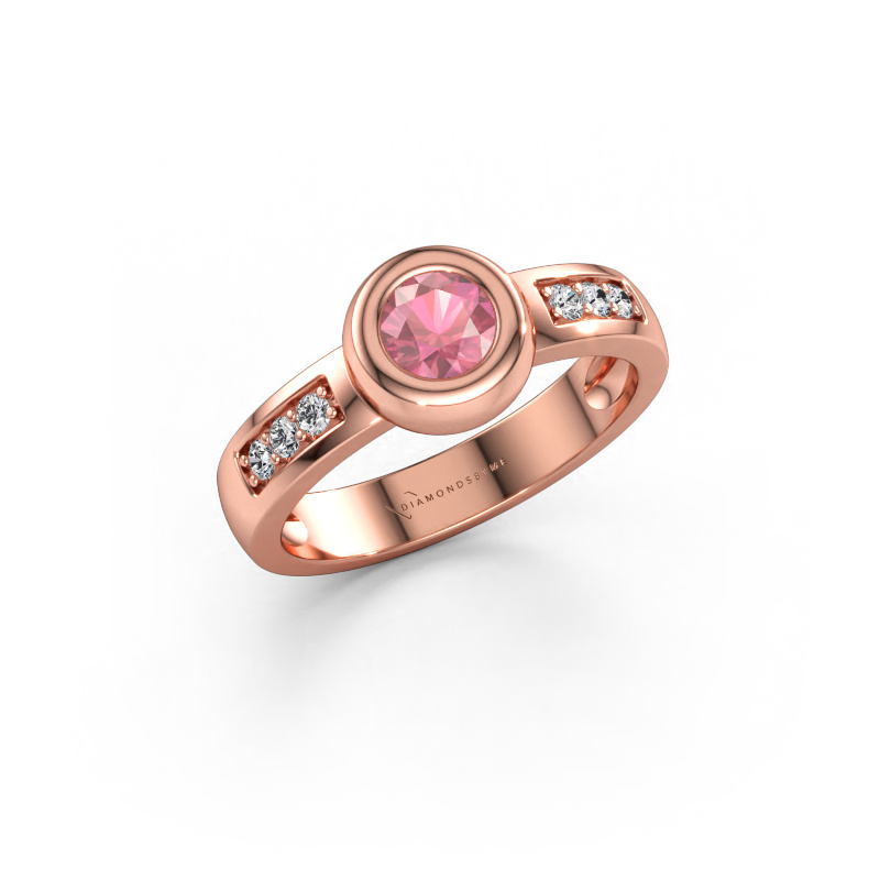 Bild av Ring Charlotte Round 585 roséguld Rosa turmalin 4.7 mm