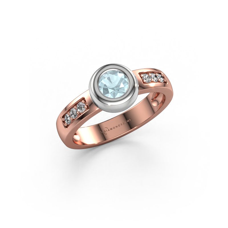 Image de Bague Charlotte Round 585 or rose Aigue-marine 4.7 mm