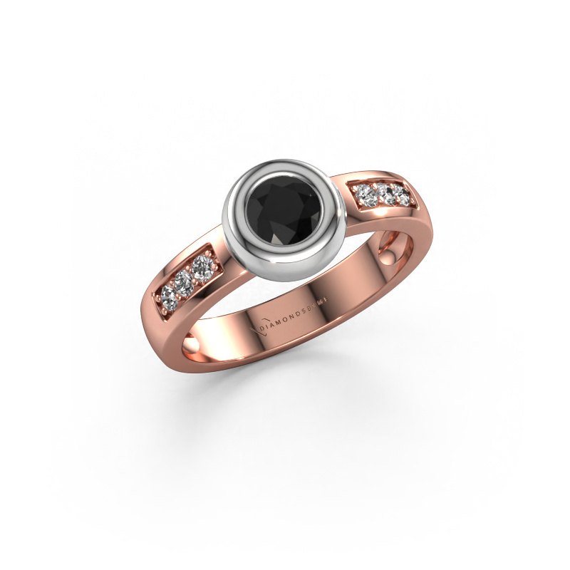 Image of Ring Charlotte Round 585 rose gold Black diamond 0.60 crt