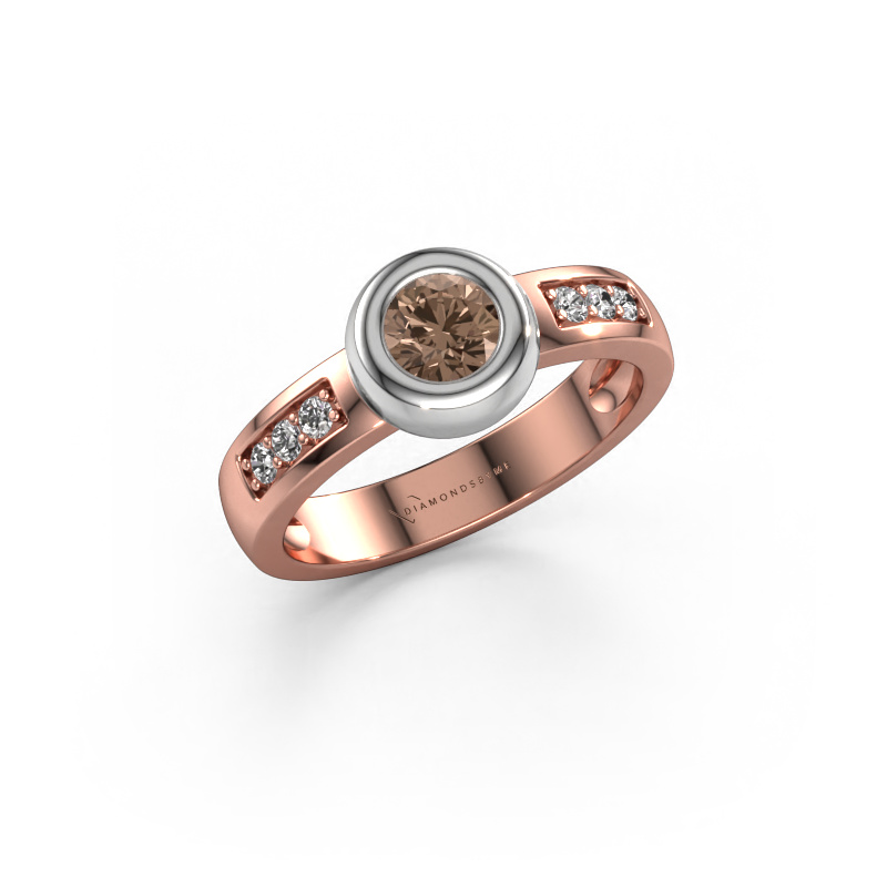 Image of Ring Charlotte Round 585 rose gold Brown diamond 0.52 crt