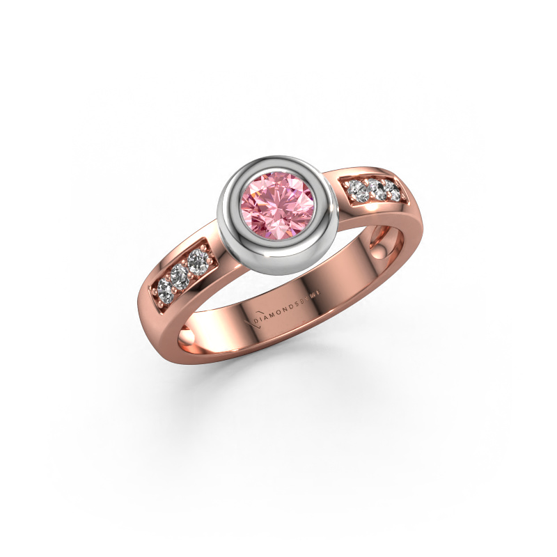 Bild von Ring Charlotte Round 585 Roségold Rosa Labordiamant 4.7 mm