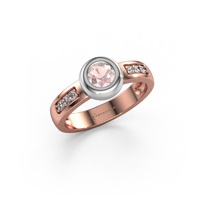 Image of Ring Charlotte Round 585 rose gold Morganite champagne 4.7 mm
