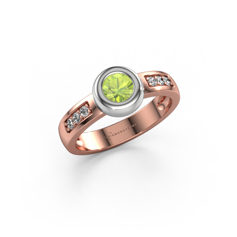 Image of Ring Charlotte Round 585 rose gold Peridot 4.7 mm