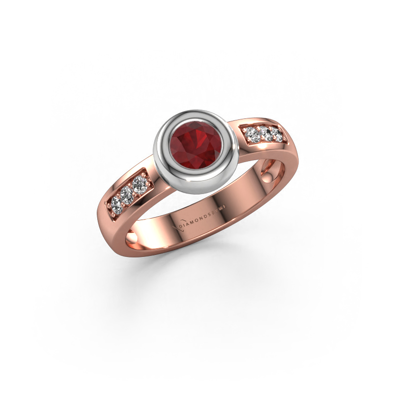 Image of Ring Charlotte Round 585 rose gold Ruby 4.7 mm