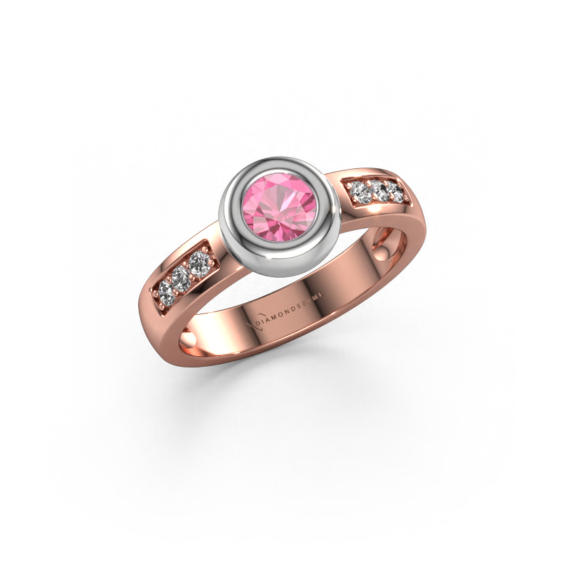 Image of Ring Charlotte Round 585 rose gold Pink sapphire 4.7 mm