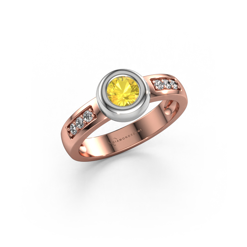 Image de Bague Charlotte Round 585 or rose Saphir jaune 4.7 mm