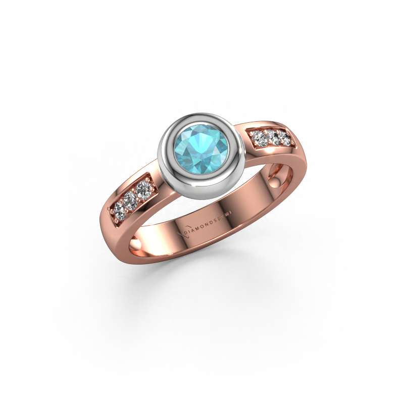 Bild von Ring Charlotte Round 585 Roségold Blau Topas 4.7 mm