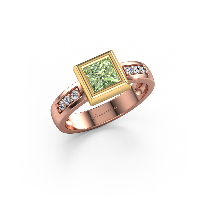 Bild von Ring Charlotte Square 585 Roségold Grüner Labor-Diamant 5 mm