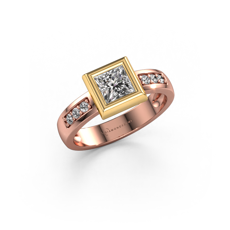 Image of Ring Charlotte Square 585 rose gold Zirconia 5 mm