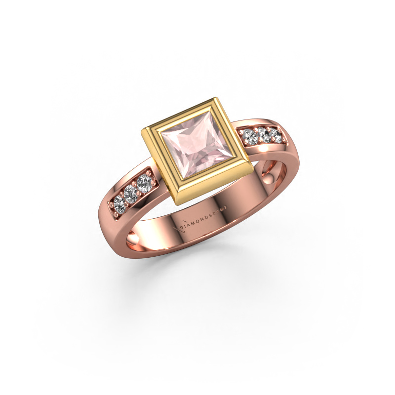 Image of Ring Charlotte Square 585 rose gold Morganite champagne 5 mm