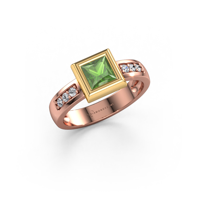 Image de Bague Charlotte Square 585 or rose Vert tourmaline 5 mm