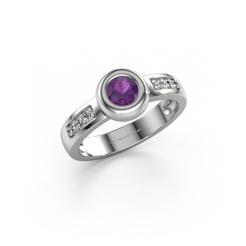 Image of Ring Charlotte Round 585 white gold Amethyst 4.7 mm