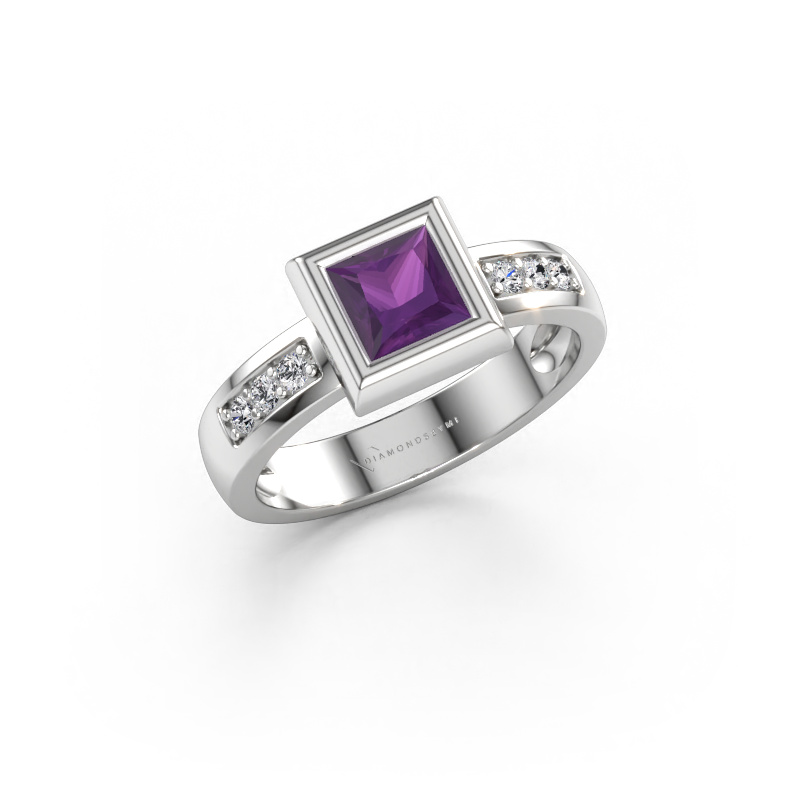 Immagine di Anello Charlotte Square 585 oro bianco Ametista 5 mm