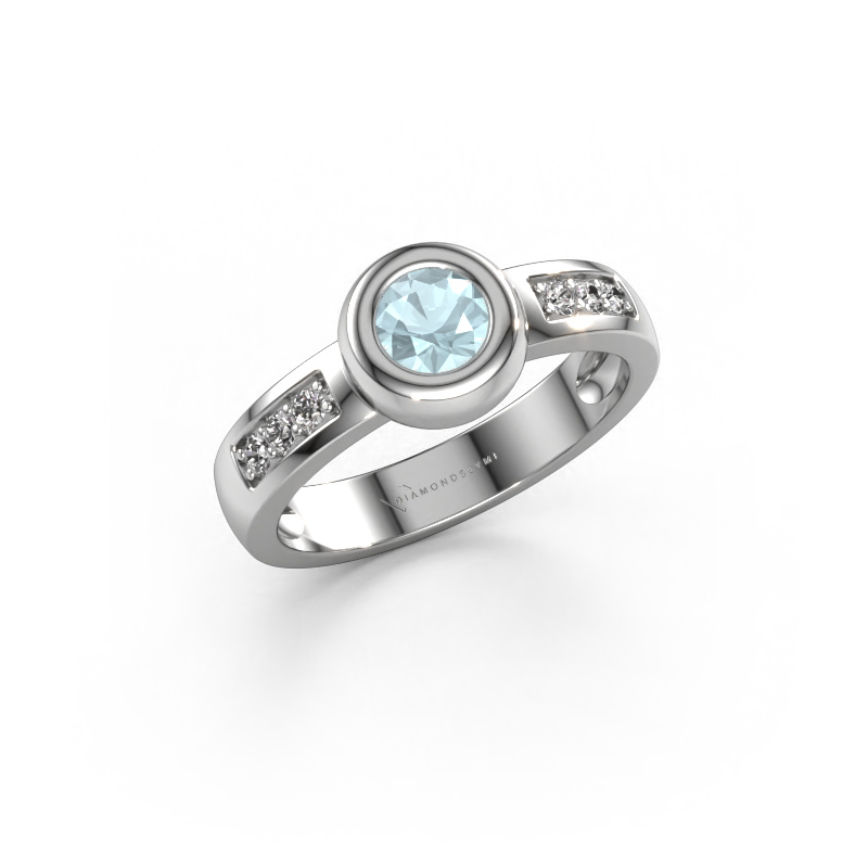 Bild von Ring Charlotte Round 585 Weißgold Aquamarin 4.7 mm