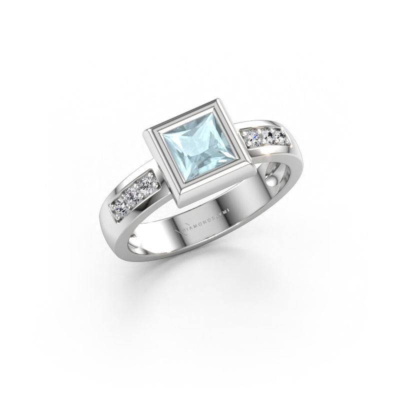 Immagine di Anello Charlotte Square 585 oro bianco Acquamarina 5 mm