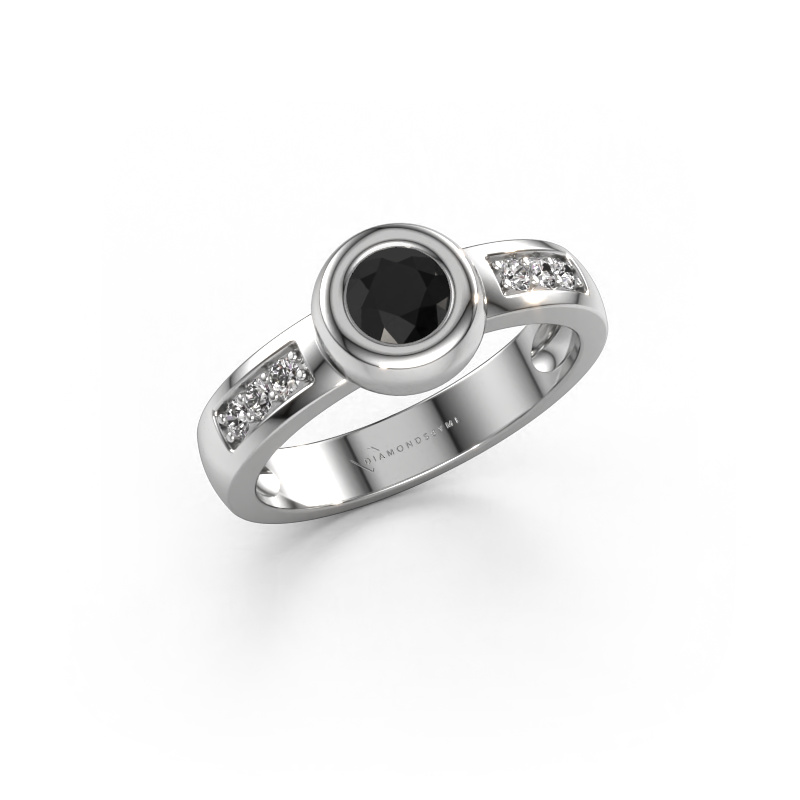 Image of Ring Charlotte Round 585 white gold Black diamond 0.60 crt