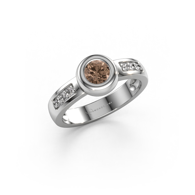 Image of Ring Charlotte Round 585 white gold Brown diamond 0.52 crt