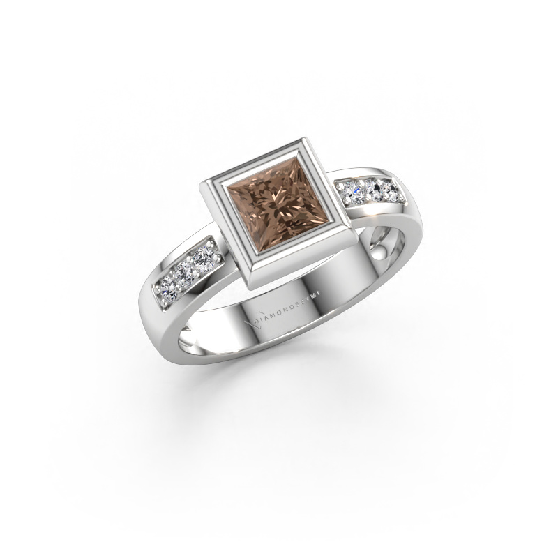 Bild av Ring Charlotte Square 585 vitt guld Brun diamant 0.92 crt