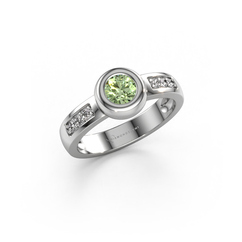 Bild von Ring Charlotte Round 585 Weißgold Grüner Labor-Diamant 4.7 mm