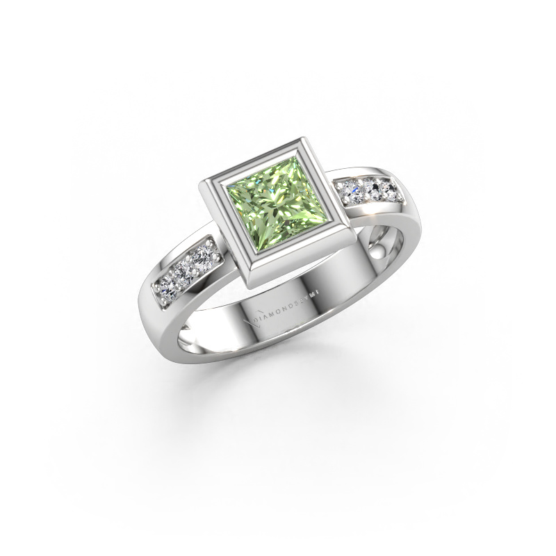 Immagine di Anello Charlotte Square 585 oro bianco Diamante lab grown verde 5 mm