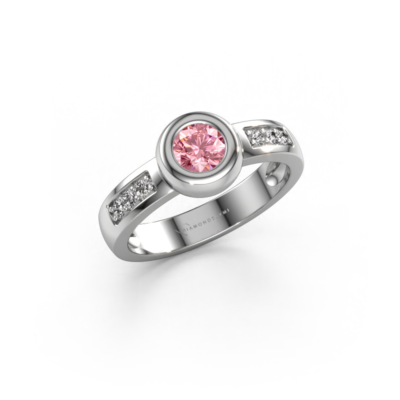 Image of Ring Charlotte Round 585 white gold Pink lab grown diamond 4.7 mm