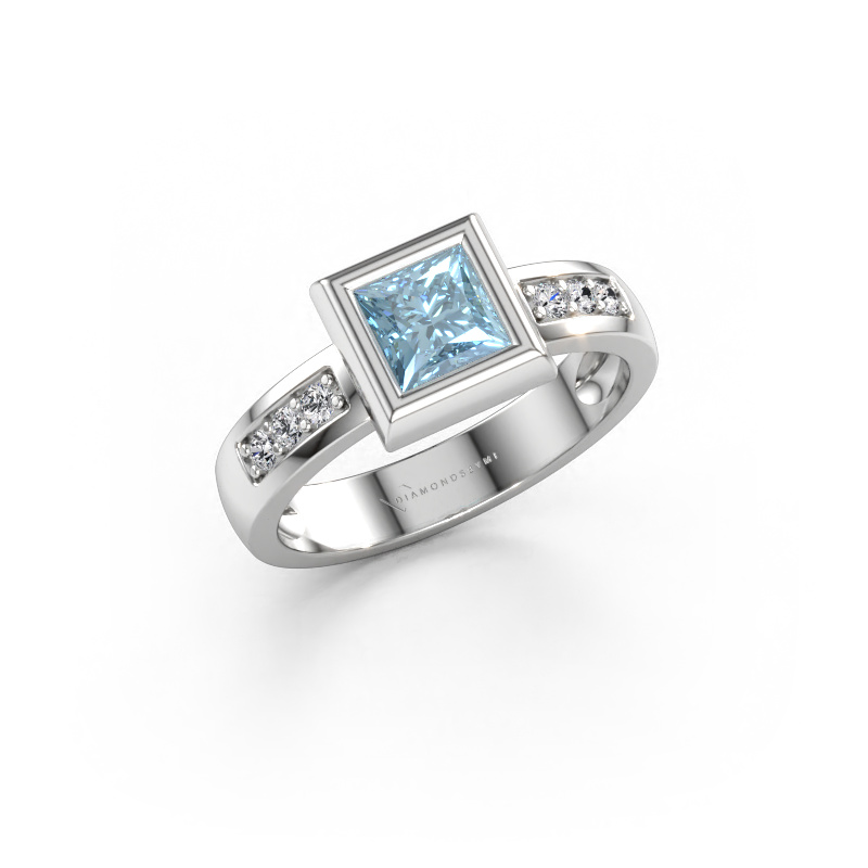 Immagine di Anello Charlotte Square 585 oro bianco Diamante lab grown blu 5 mm
