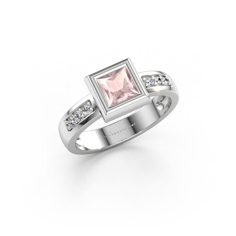 Immagine di Anello Charlotte Square 585 oro bianco Morganite champagne 5 mm