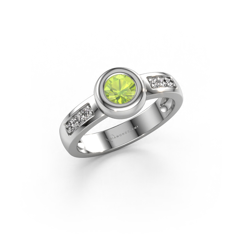 Image of Ring Charlotte Round 585 white gold Peridot 4.7 mm