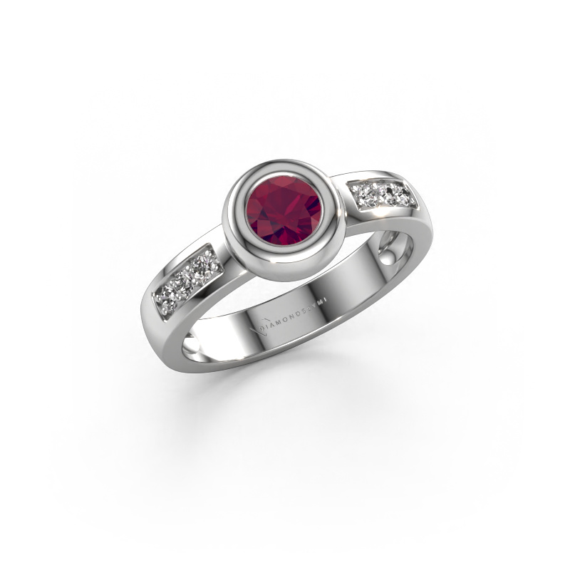 Image de Bague Charlotte Round 585 or blanc Rhodolite 4.7 mm