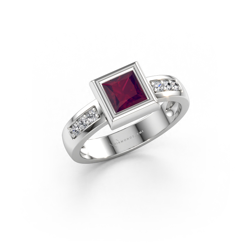 Immagine di Anello Charlotte Square 585 oro bianco Rodolite 5 mm