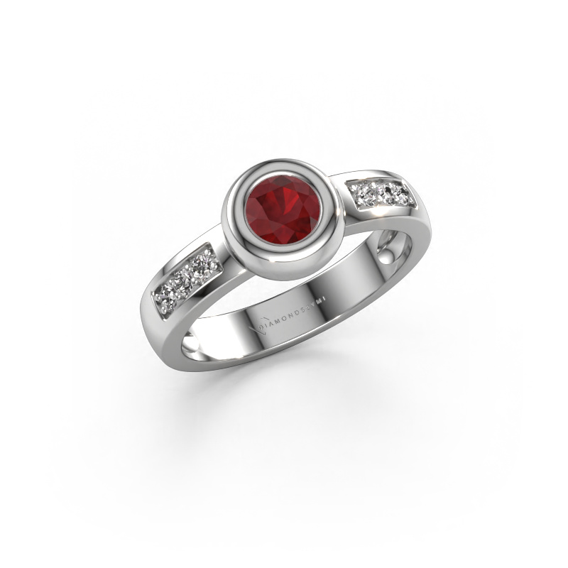 Bild von Ring Charlotte Round 585 Weißgold Rubin 4.7 mm