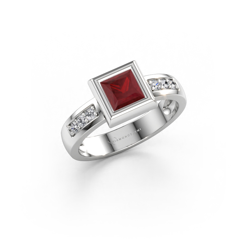 Immagine di Anello Charlotte Square 585 oro bianco Rubino 5 mm