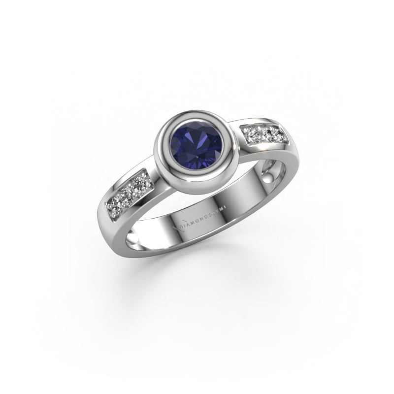 Image of Ring Charlotte Round 585 white gold Sapphire 4.7 mm
