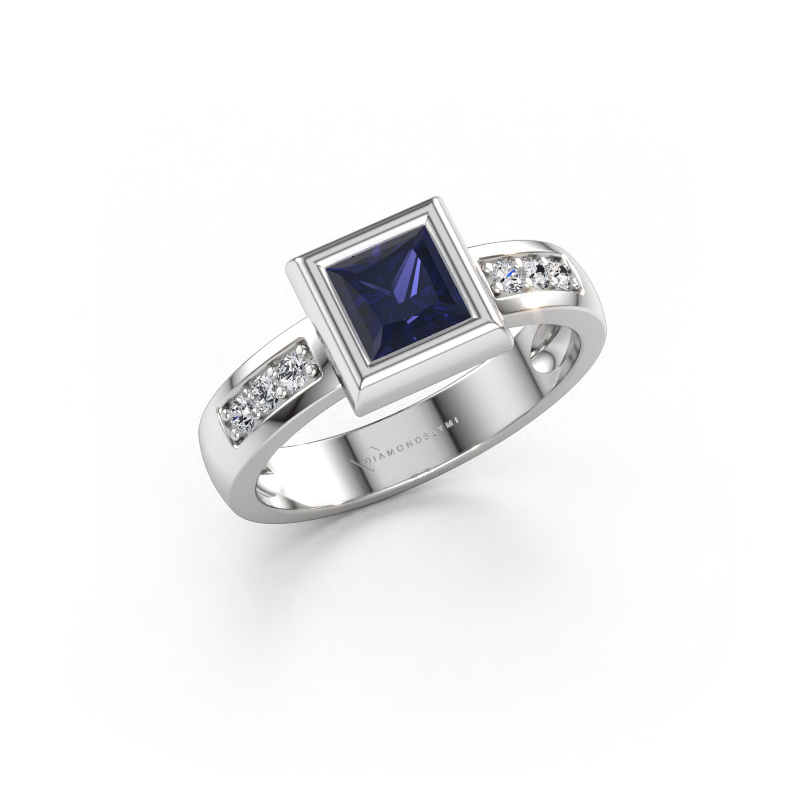 Bild av Ring Charlotte Square 585 vitt guld Safir 5 mm