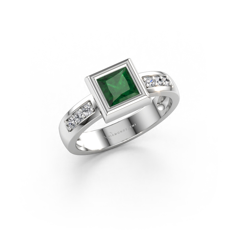 Bild av Ring Charlotte Square 585 vitt guld Smaragd 5 mm