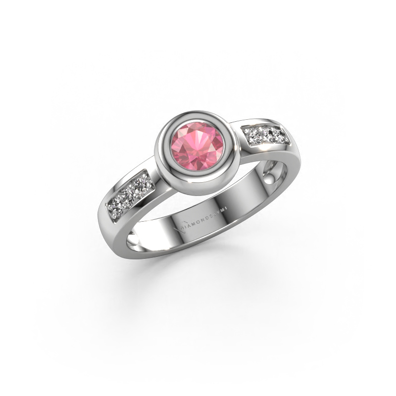 Image of Ring Charlotte Round 585 white gold Tourmaline pink 4.7 mm