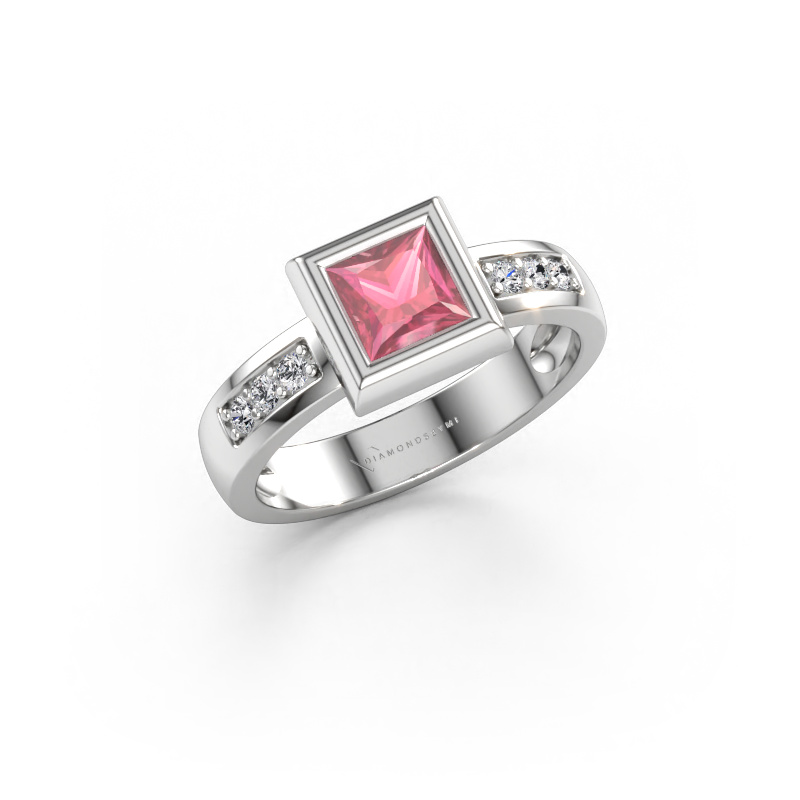 Bild av Ring Charlotte Square 585 vitt guld Rosa turmalin 5 mm