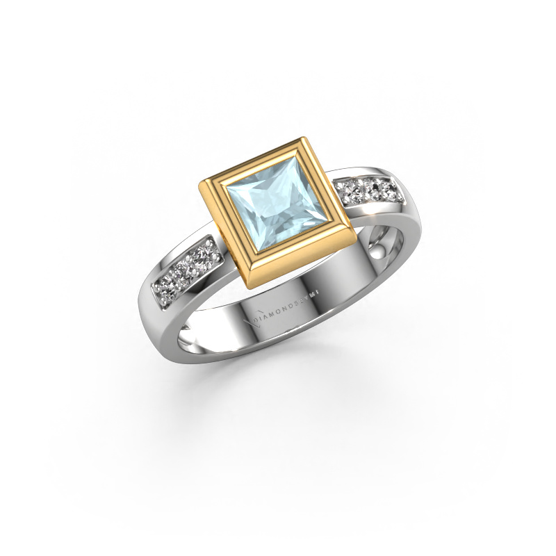 Image of Ring Charlotte Square 585 white gold Aquamarine 5 mm