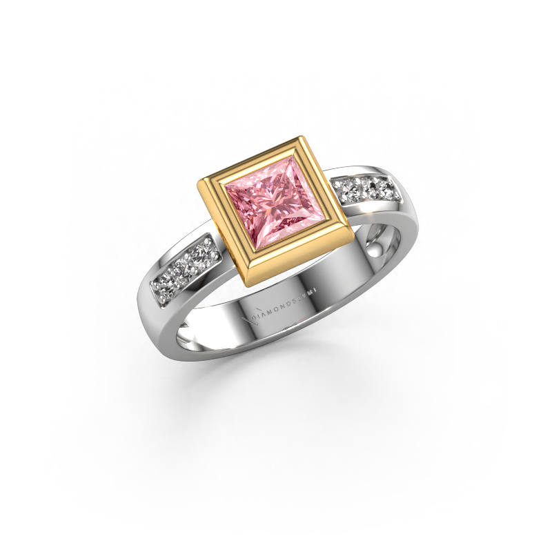Bild von Ring Charlotte Square 585 Weißgold Rosa Labordiamant 5 mm