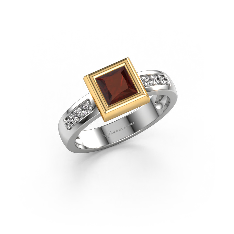 Image of Ring Charlotte Square 585 white gold Garnet 5 mm