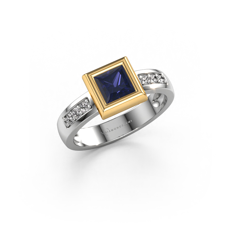 Image of Ring Charlotte Square 585 white gold Sapphire 5 mm