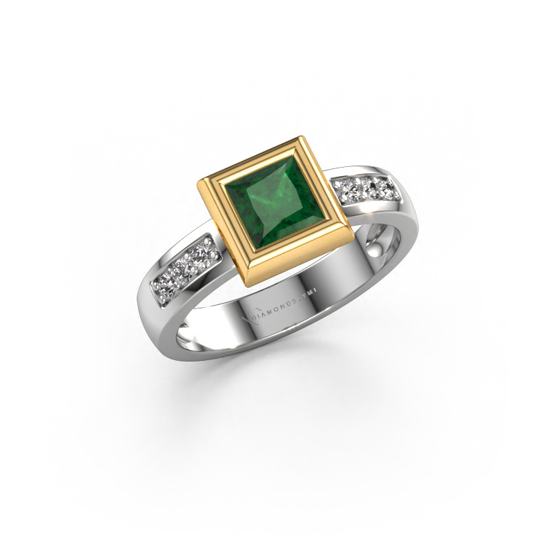 Image of Ring Charlotte Square 585 white gold Emerald 5 mm