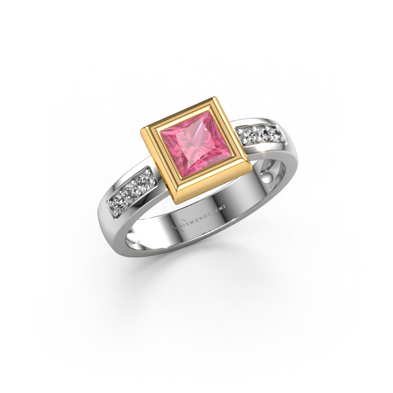 Bild von Ring Charlotte Square 585 Weißgold Pink Saphir 5 mm